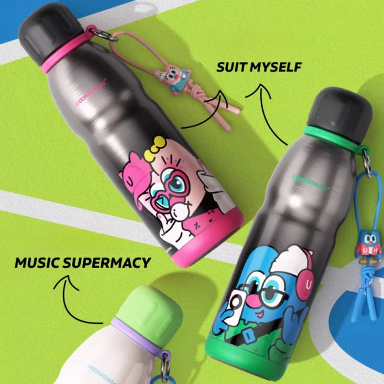 UOOHAlittles 600ml Ceramic Inner Layer Sports Water Bottle with Dual Drinking Modes